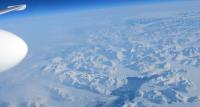 The icy expanse of Greenland from the cockpit of a NASA ER-2