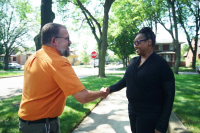 Scott Collis of Argonne National Laboratory, left, and community leader Nedra Sims Fears work to advance urban resilience through science. They collaborated with NASA during the STAQS air quality mission in Chicago. NASA/Kathleen Gaeta