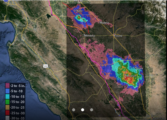 Total subsidence in California's San Joaquin Valley for the period June 2007 to Dec. 2010