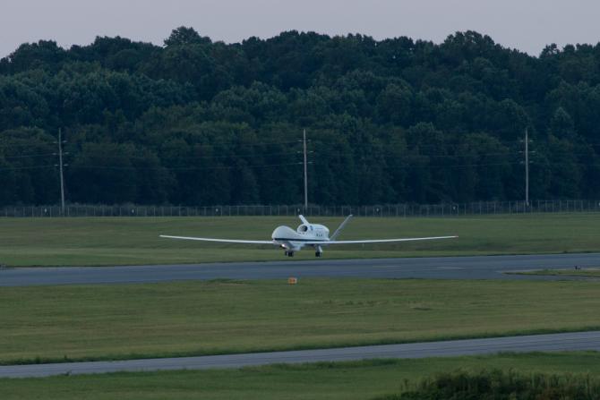 NASA’s remotely piloted Global Hawk aircraft arrived at NASA’s Wallops Flight Facility early on Saturday, Aug. 22, where it will begin a NOAA-led mission seeking to improve hurricane forecasts.