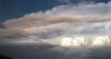 Smoke and clouds seen from an airplane