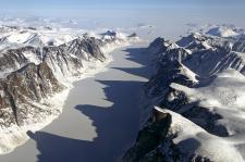 Ice covered fjord on Baffin Island