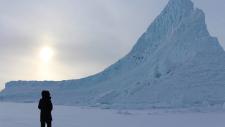 A close encounter with Greenland ice during a 2017 OMG field campaign. Credits: NASA