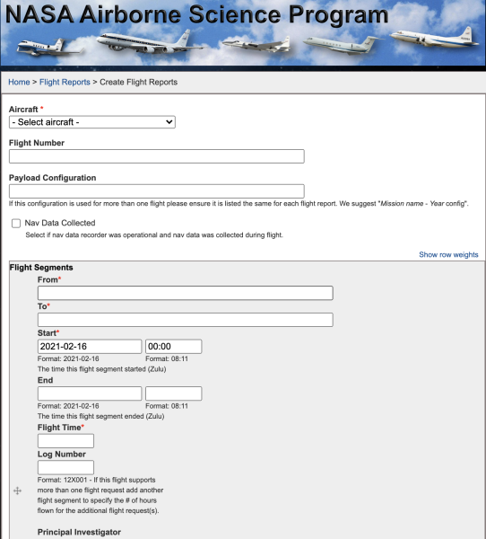 Submit flight report segments