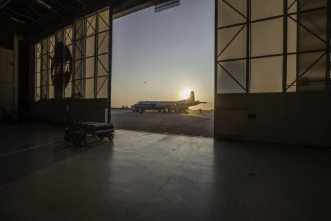 NASA's P-3 aircraft is prepared for departure from the Wallops Flight Facility in Virginia early in the morning Aug. 1 to support the agency’s Observations of Aerosols above Clouds and their interactions or ORACLES mission. A five-year investigation, ORACLES is examining the impact aerosols from biomass burning in southern Africa has on climate as it mixes with clouds over the southeast Atlantic Ocean. The 2017 flight campaign, which runs through August, will base from São Tomé, Africa.