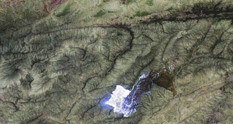 The MASTER instrument on NASA's ER-2 high-altitude science aircraft captured this infrared image of the Powerhouse wildfire 