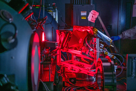 HARP2, short for Hyper Angular Rainbow Polarimeter 2, undergoes calibration testing prior to launch aboard PACE. NASA/Denny Henry