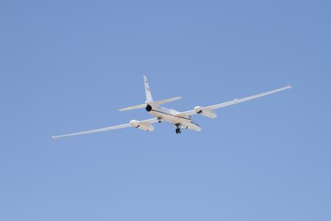 NASA Armstrong’s ER-2 aircraft flies high to study lightning. Credit: NASA