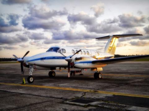 The King Air on the tarmac at NASA Langley Research Center in Hampton, Va.