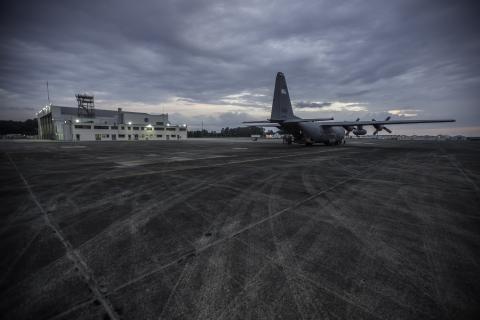 NASA’s C-130 prepares to leave for its first science flight of the fall campaign. Researchers have integrated, tested and calibrated instruments that will help measure the impact the declining annual phase of plankton on the atmosphere. Credits: NASA/Patrick Black