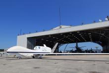 Backing into the Wallops Flight Facility N-159 Hangar with the P-3 (2012)
