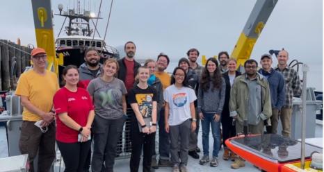 Science team on board the R/V Bold Horizon for the second deployment of the S-MODE mission (10/07/2022). Credit: Erin Czech.